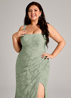 Azazie Mero Brudtärnklänningar Klä av Tubklänning i Blommig Utbrändhet Plisserad Agave image11