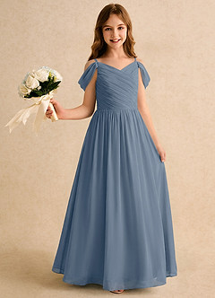 Azazie Chelo Girls Formal Flower Girl Dresses Twilight A-Line Pleated Chiffon Dress image1