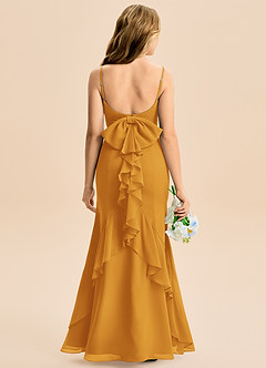 Azazie Lioren Junior Havfrue Sløjfe Chiffon Gulv-længde Junior brudepige Kjole image5