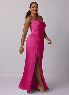 Barbie ♥ Azazie Bridesmaid Dresses Mermaid One Shoulder Stretch Satin Floor-Length Dress image9