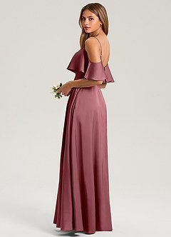 Azazie Jean Brautjungfernkleider A-Linie Schulterfrei Stretch-Satin Kleid Wüstenrose image4