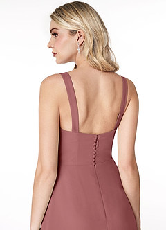 Azazie Jay Bridesmaid Dresses Amethyst A-Line Square Neckline Side Slit Chiffon Dress image6