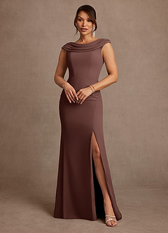Azazie Irvine Mother of the Bride Dresses Espresso A-Line Pleated Chiffon Dress image2