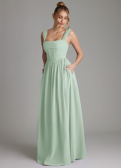 Azazie Caterina Bridesmaid Dresses Agave A-Line Corset Chiffon Dress image5