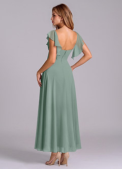 Azazie Leilani Bridesmaid Dresses Silver Sage A-Line Ruched Chiffon Dress image5