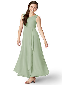 Azazie Odelia A-Line Pleated Chiffon Asymmetrical Junior Bridesmaid Dress image3