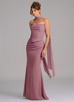 Azazie Sorrel Robes de demoiselle d'honneur Robe Sirène en Mousseline de soie Corset Mauve Vintage image5