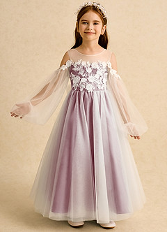 Azazie Zimi Flower Girl Dresses Vintage Mauve Ball-Gown Sweetheart Neckline Tulle Dress image2