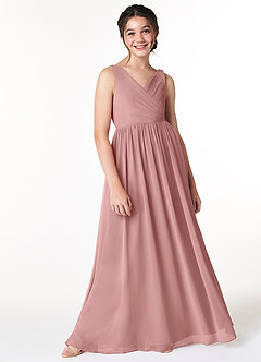 Azazie Sawyer Junior Dusty Rose A-Line Pleated Chiffon Dress image3