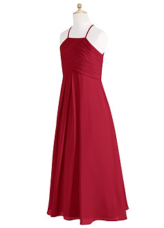 Azazie Ginger Junior Scarlet A-Line Pleated Chiffon Dress image9