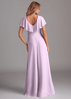 Azazie Lainey Bridesmaid Dresses Frosted Lilac A-Line with Pockets Chiffon Dress image7