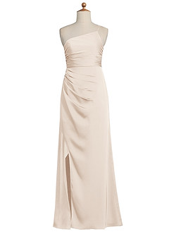 Azazie Eren Junior Vestido de Alabastro Blanco de Satén Elástico de Recto con Plisado image8