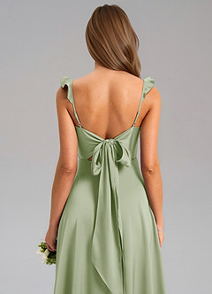 Azazie Everett Bridesmaid Dresses Dusty Sage A-Line Stretch Satin Dress image7