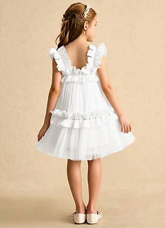 Azazie Veya Flower Girl Klänningar Klä A-Line i Tyll Paljetter image2