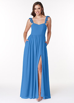 Azazie Metz Bridesmaid Dresses Blue Jay A-Line Sweetheart Ruched Chiffon Dress image1