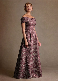 Azazie Harriett Suknie dla Matki Panny Młodej Linia A Zza ramienia Żakard kwiatowy Długość podłogi Sukienka image2