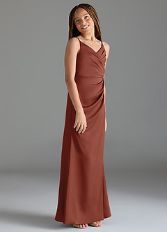 Azazie Maci Junior Klä av Sjöjungfru i Stretch Satin Plisserad image4