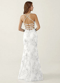 Bellatrix White 3D Flowers Corset Mermaid Lace Up Back Prom Dress image2