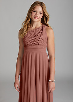 Azazie Charlize Junior Cedar Rose A-Line Mesh Dress image6