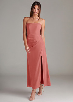 Azazie Leonis Bridesmaid Dresses Antique Rose Mermaid Strapless Chiffon Convertible Dress image7