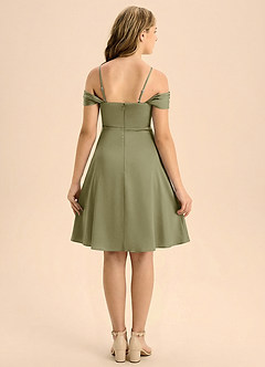 Azazie Anselie Junior Pistachio A-Line Pleated Stretch Satin Dress image2