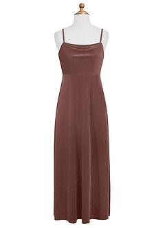Azazie Solange Junior Vestido de Rosa Rústica de terciopelo de Corte En A image7