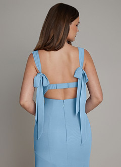 Azazie Carlotta Jurken voor bruidsmeisjes Jurk van Chiffon met Zeemeermin Sweetheart-halslijn Staal Blauw image2