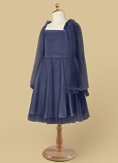 Azazie Aya Abiti da Ragazza di Fiori Abito A-Line in Tulle Con Maniche Stormy image8