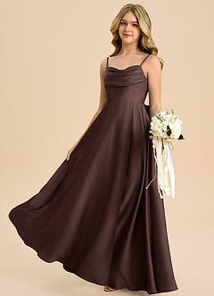 Azazie Bear Junior Jurk van Stretch Satijn met A-Lijn Sweetheart Halslijn Ganache image5