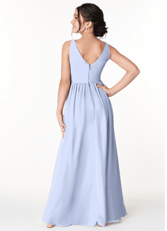 Azazie Sawyer Junior Ice A-Line Pleated Chiffon Dress image2