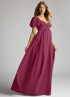Azazie Madisynn Zwangerschaps Bruidsmeisjekleding Boog Chiffon Vloerlengte Jurk image4