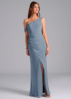 Azazie Madelyn Brudtärnklänningar Klä av Sjöjungfru i Chiffong Ena axeln Skymning Konvertibel image1