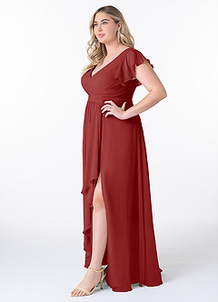 Azazie Omari Bridesmaid Dresses Rust A-Line Chiffon Dress image9