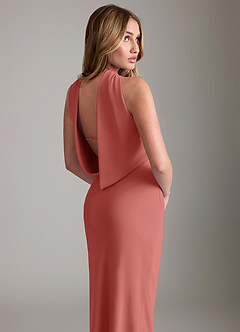 Azazie Lusinda Vestidos de madrinha de casamento Vestido Rosa Antiga de Chiffon de sereia com Fora do ombro image5