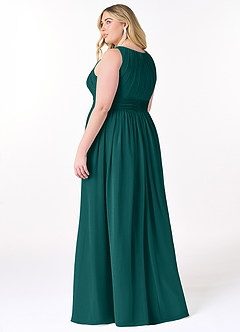 Azazie Harper Bridesmaid Dresses Peacock A-Line Pleated Chiffon Dress image7