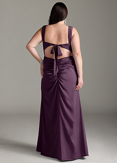 Azazie Jesaphine Bridesmaid Dresses Plum Sheath Bow Stretch Satin Dress image9