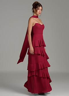 Azazie Imani Bridesmaid Dresses Burgundy A-Line Ruched Chiffon Dress image6