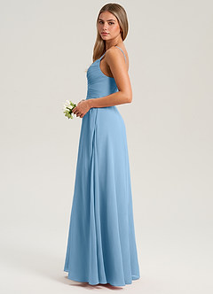 Azazie Terese Bridesmaid Dresses Steel Blue A-Line Pleated Chiffon Dress image4