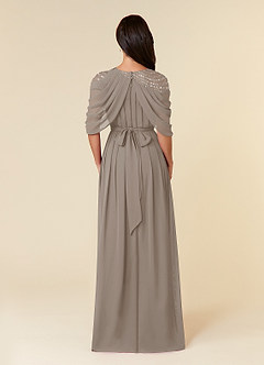 Azazie Olena Mother of the Bride Dresses Taupe A-Line Sequins Chiffon Dress image2