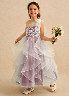 Azazie Zoey Flower Girl Dresses Vintage Mauve Ball-Gown Lace Tulle Dress image3