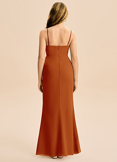 Azazie Buzzy Junior Robe Fourreau en Mousseline de soie Plissée Paprika image5