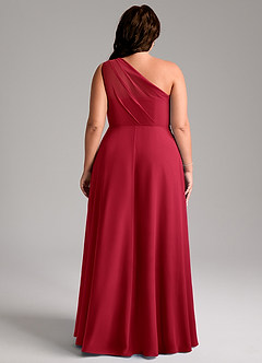 Azazie Phaedra Bridesmaid Dresses Scarlet A-Line One Shoulder Chiffon Dress image8