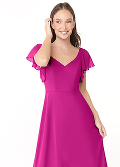 Azazie Syenna Jurken voor bruidsmeisjes Jurk van Chiffon met A-Lijn Ruches Fuchsia image5