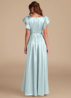 Azazie Daphne Modest Bridesmaid Dresses A-Line Ruched Metallic Satin Floor-Length Dress image2