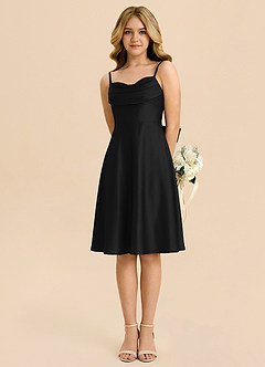 Azazie Bear Junior Black A-Line Sweetheart Neckline Stretch Satin Dress image5