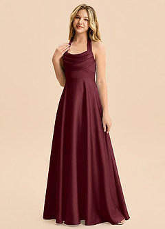 Azazie Kady Junior Cabernet A-Line Sweetheart Neckline Stretch Satin Dress image5