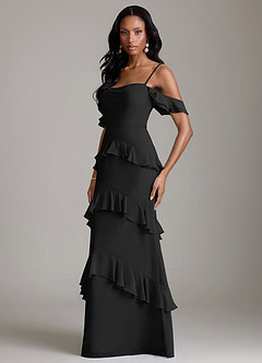 Azazie Chayla Suknie dla druhen Osłona Zza ramienia Szyfon Do ziemi Sukienka image5