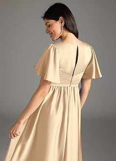 Azazie Verna Brautjungfernkleider für Schwangere A-Linie Gestreift Stretch-Satin Bodenlänge Kleid image8