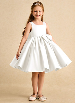 Azazie Jessie Flower Girl Klänningar Klänning A-Line i Matt satäng Rosett image4