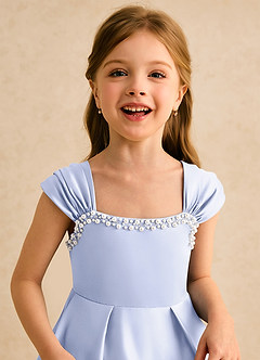 Azazie Yosemite Flower Girl Dresses Lavender Ball-Gown Sweetheart Neckline Matte Satin Dress image7